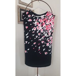 Loft Dress Black Pink Floral shift‎ dress small
